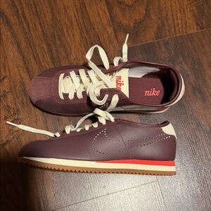 Nike Cortez Maroon and Beige Sneakers